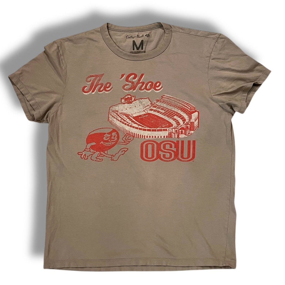 Vintage Style Ohio State Buckeyes Gray The Shoe Stadium T Shirt Medium